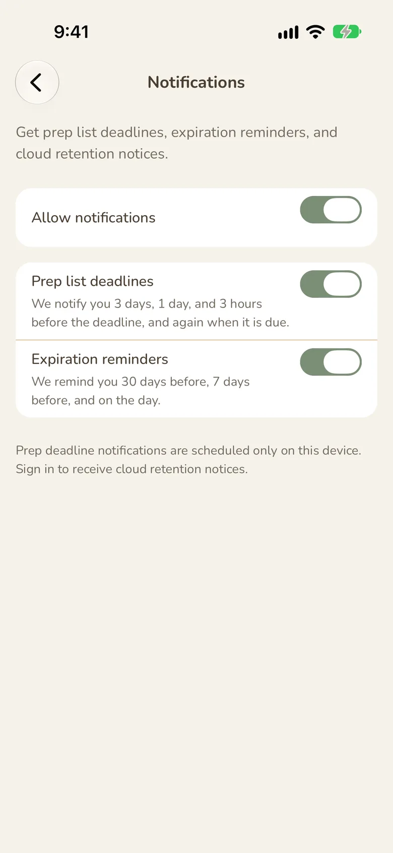 Notification settings